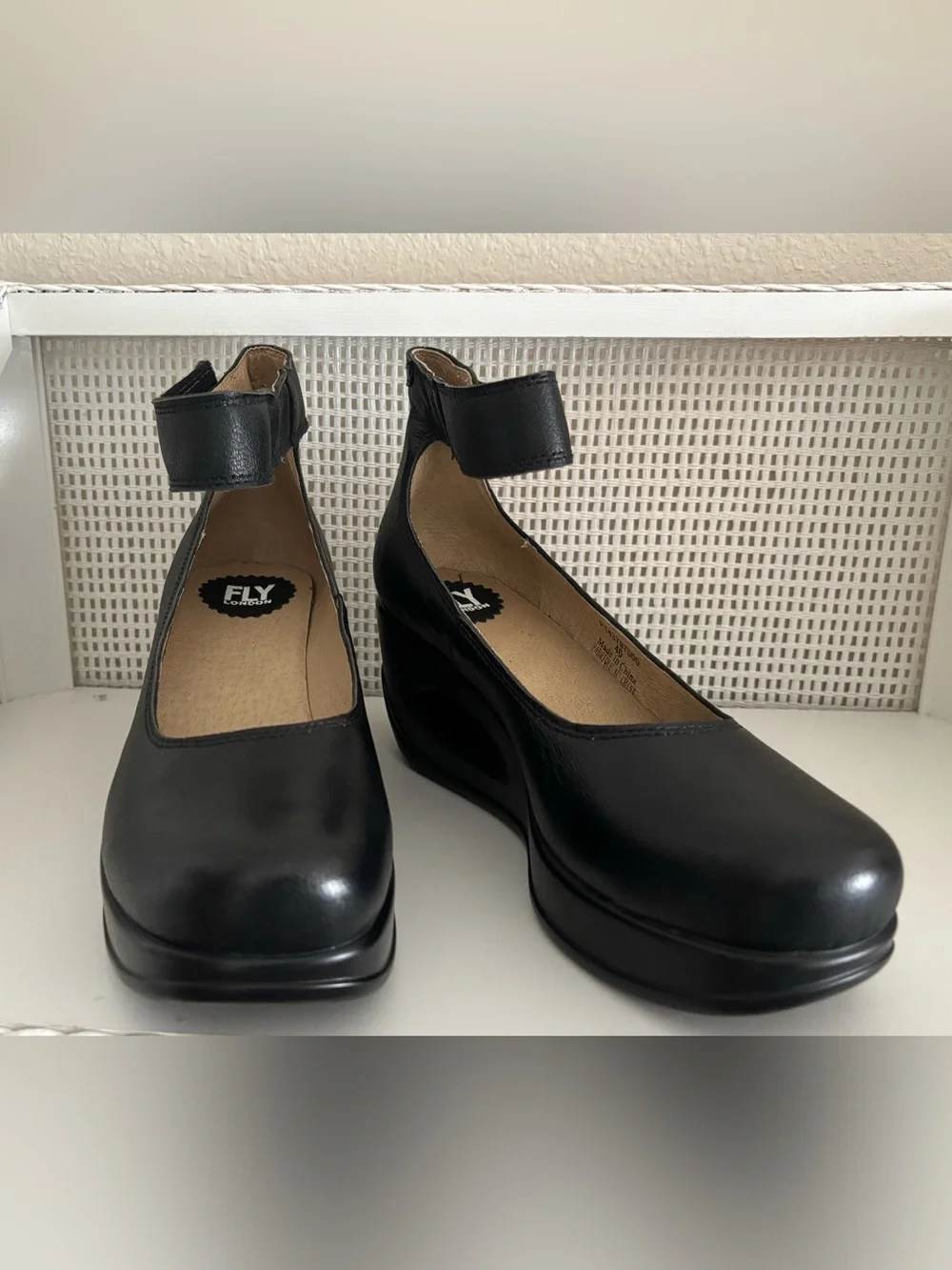 Fly London HELI797FLY Black Mary Jane Platform Wedge Ankle Straps - Worn Once!